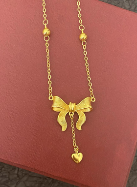 金店同款沙金蝴蝶结项链女款时尚百搭锁骨链送女友礼物送妈妈