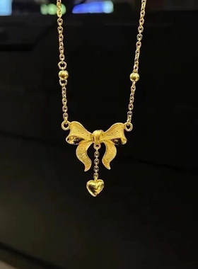 爆款公主蝴蝶结项链网红爱心流苏吊坠锁骨南非锡金不掉色潮流百搭