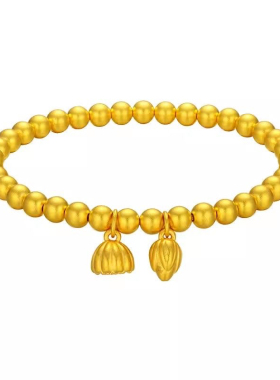 沙金古法莲蓬手链女久不掉色两世欢仿真黄金圆珠手串