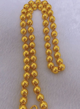 南非锡金光珠项链金店同款做工空心薄壁圆珠链情侣款不掉色