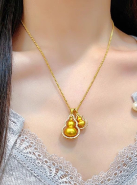 韦雪金色同款吊坠中式旋转时尚高级葫芦项链礼物女友复古气质