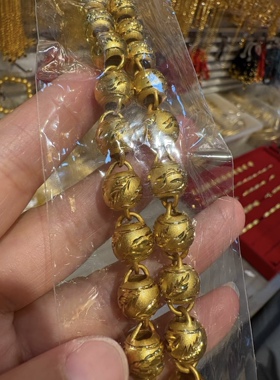 新款金项链男霸气锡金项链礼物金珠子金色项链正品不褪色男帅气