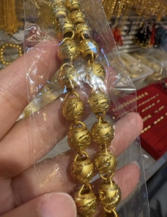 新款金项链男霸气锡金项链礼物金珠子金色项链正品不褪色男帅气