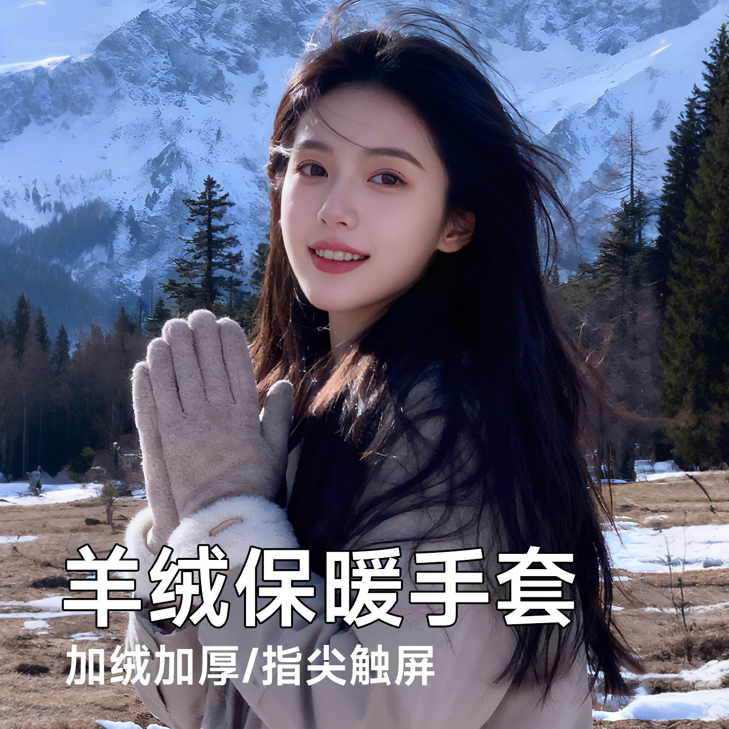 羊绒手套女士冬季加绒加厚2025新款骑行保暖手套防风防寒骑电动车