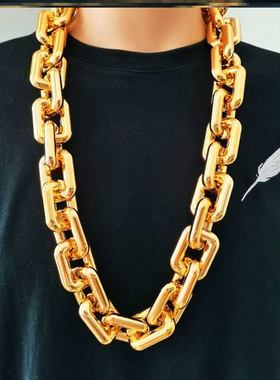 嘻哈夸张跨境网红塑料大金链子抖音抖音同款项链仿真表演装饰道具