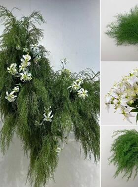 仿真绿植芦荀草龙须草婚礼背景花艺橱窗造景白绿森系婚庆装饰插花