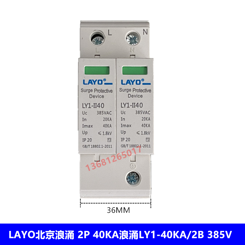 LAYO 北京浪涌2P 40KA浪涌开关LY1-II40KA/2P浪涌保护器 避雷器