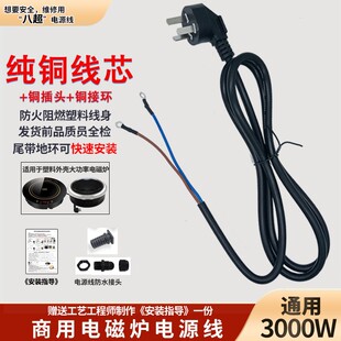 3000W纯铜电磁炉专用电源线2芯 三插大功率带地环插头线配件