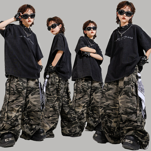 街舞儿童潮服嘻哈夏季幼儿hiphop炸街男童舞台演出服潮酷女童套装