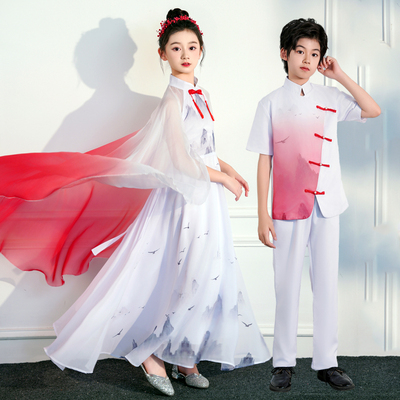 儿童大合唱演出服男女童中国风