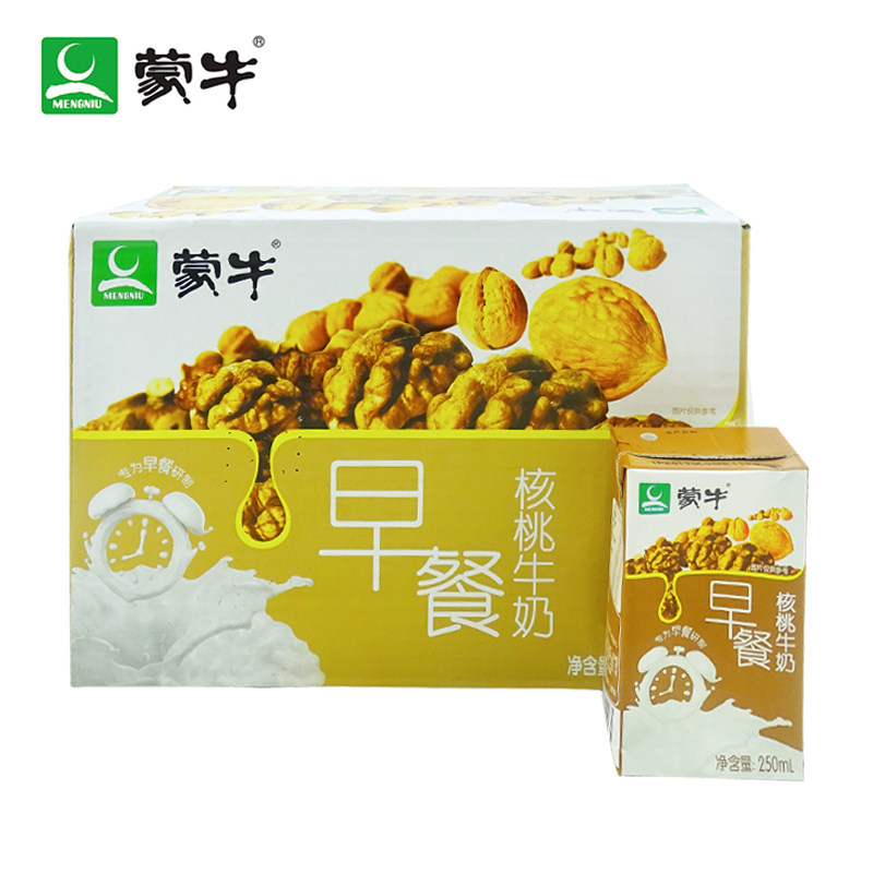 蒙牛早餐核桃牛奶 250ml*16盒整箱装 早餐奶饮品饮料