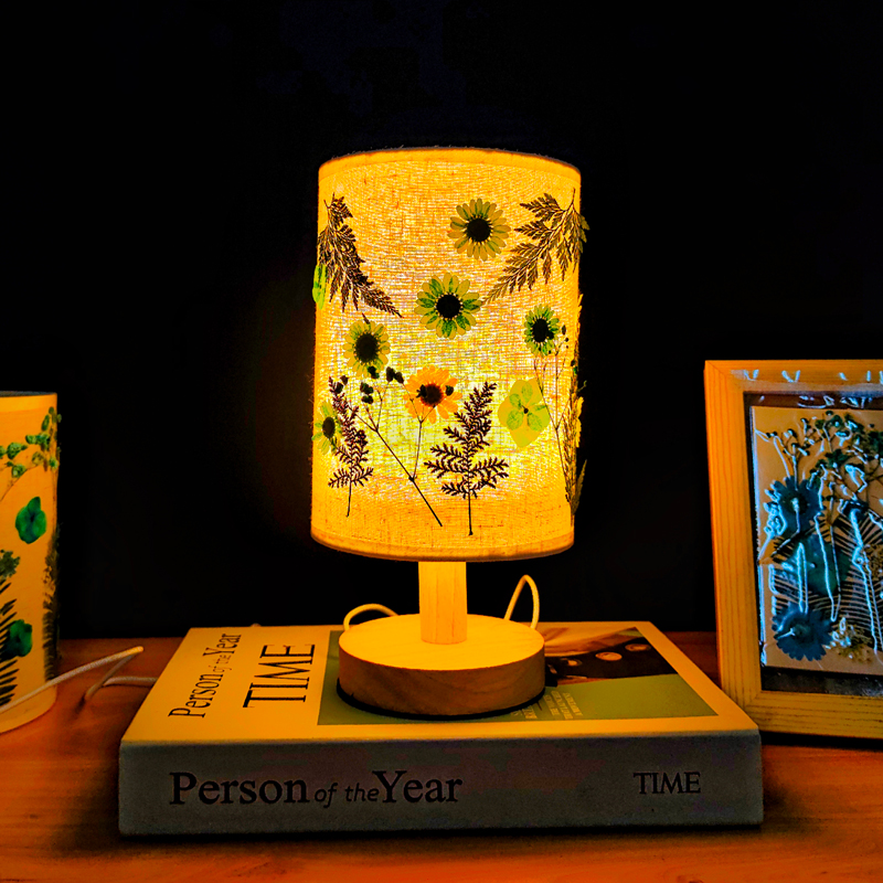 创意压花台灯diy材料包花草押花手工干花小夜灯圣诞节礼物床头灯