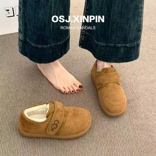 豆豆加绒保暖复古面包爆款 加绒博肯棉鞋 脚蹬魔术休闲时尚 2025新款