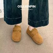 2025新款 豆豆加绒保暖复古面包爆款 脚蹬魔术休闲时尚 加绒博肯棉鞋