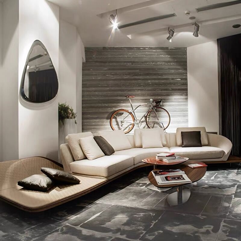 意大利Reflex Segno沙发客厅极简侘寂风大小户型弧形真皮沙发组合 住宅家具 皮艺沙发 原图主图