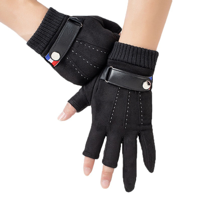 手套冬季保暖加绒指无指半截