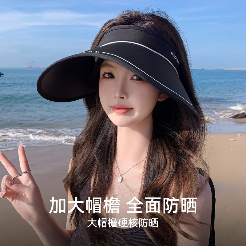 夏季女户外大檐冰丝空顶防晒帽子