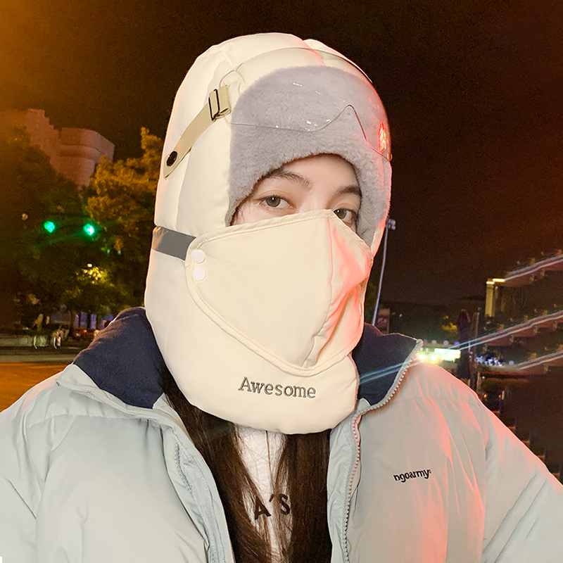 雷锋帽女冬季骑车防风防寒