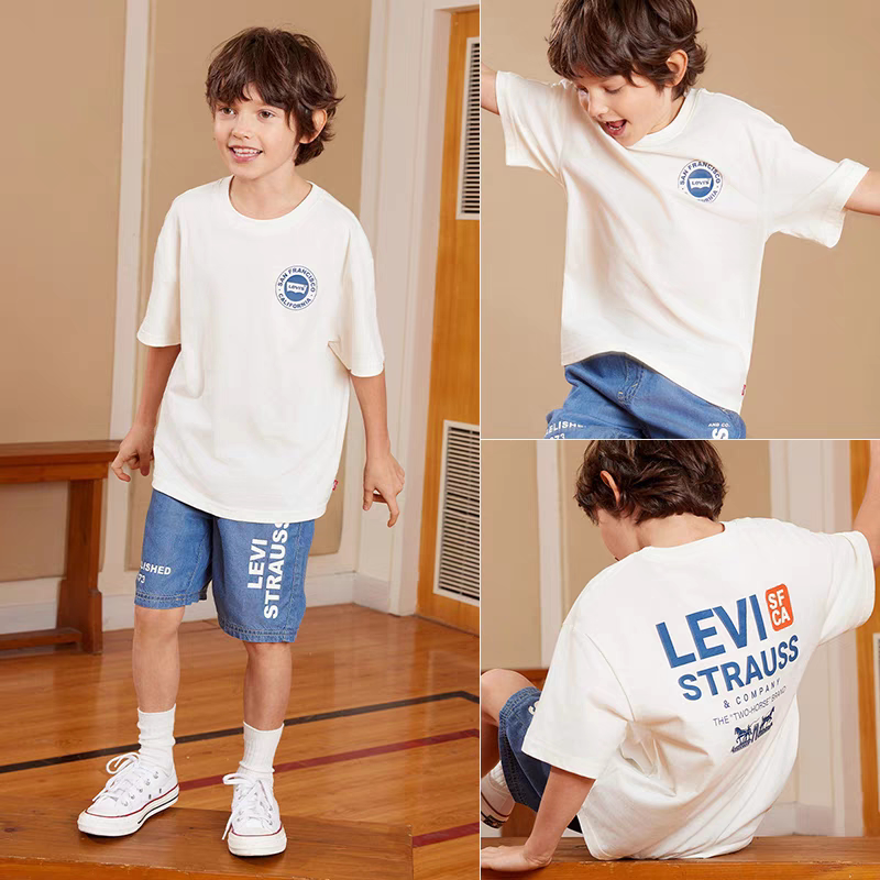 Levi's 李维斯童装男童纯棉短袖T恤2025夏季新款吸湿透气儿童上衣