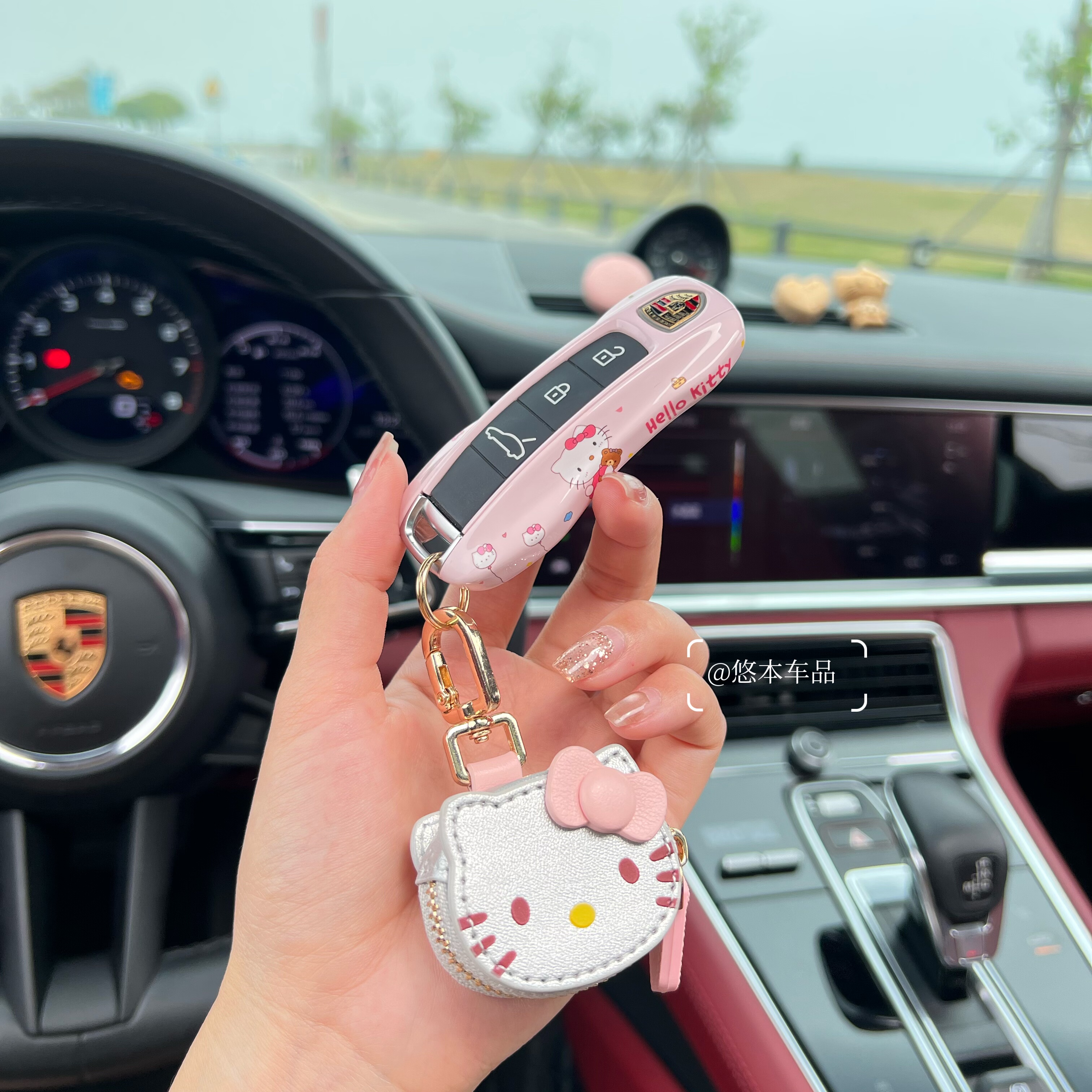 KT猫适用保时捷911钥匙壳卡宴macan帕拉梅拉Taycan718可爱插入式