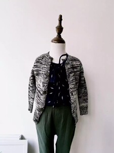 外贸童装 日韩风棉线混纺毛衣开衫气质烟灰 女童针织衫百搭