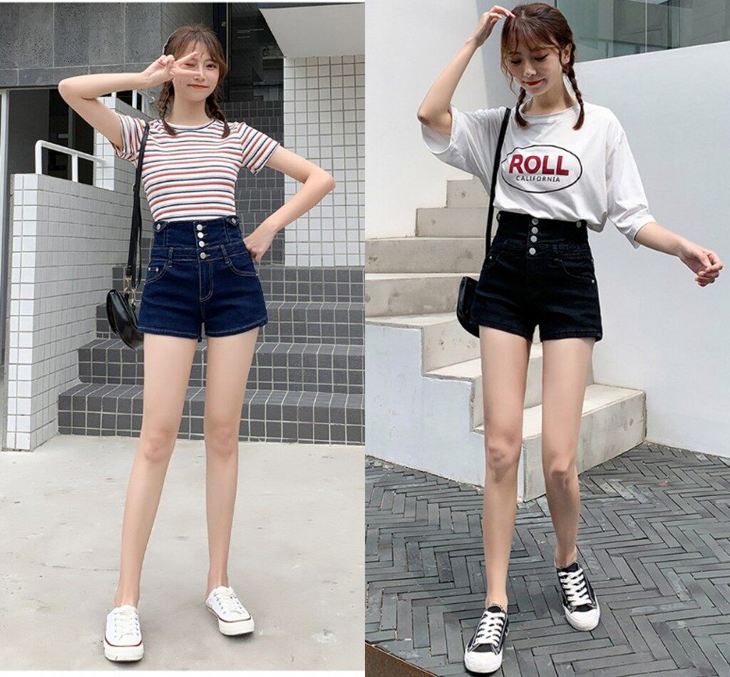 黑色夏季简单大方都市塑身新款三大短热裤港味潮流显腿长美女好看