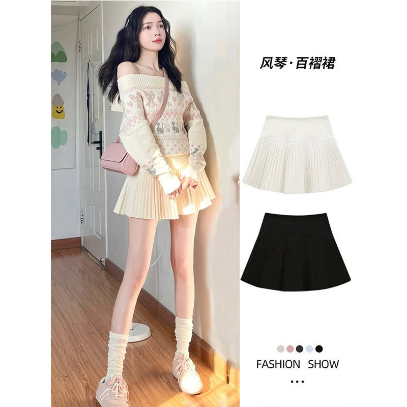 细褶半身裙女春夏2026新款高腰纯欲风a字裙小个子短裙风琴百褶裙