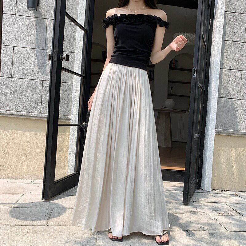 超仙好看冰爽海岛丝半身裙女夏季2026新款A字大摆裙夏天薄款长裙