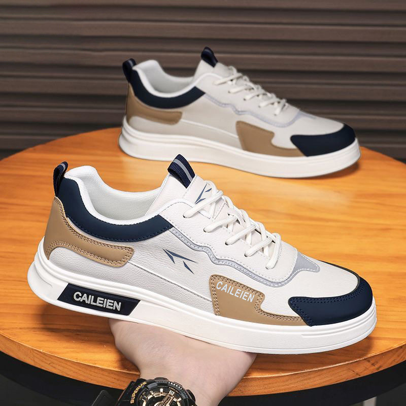 夏季男鞋新款透气轻便板鞋子男潮流百搭厚底防滑运动休闲小白鞋男