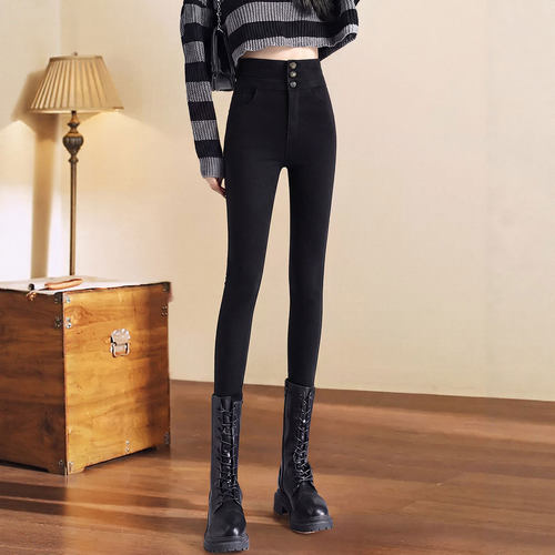 黑色打底裤女2026新款秋季高腰显瘦紧身弹力加长大码铅笔小脚裤子