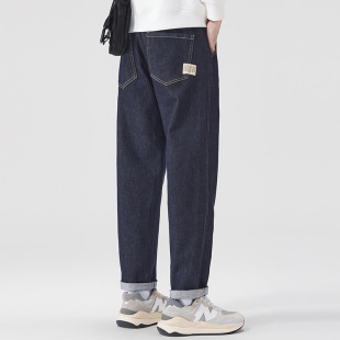 子秋冬潮牌百搭宽松直筒牛仔裤 2025秋冬季 裤 原牛不褪色男士 男 新款