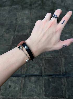 choker手环小狗爪印手炼流苏炼条甜酷情侣饰品配饰生日礼物送朋友