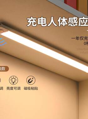 led充电橱柜灯无线磁吸免接线衣柜酒柜鞋柜超薄家用人体感应灯带