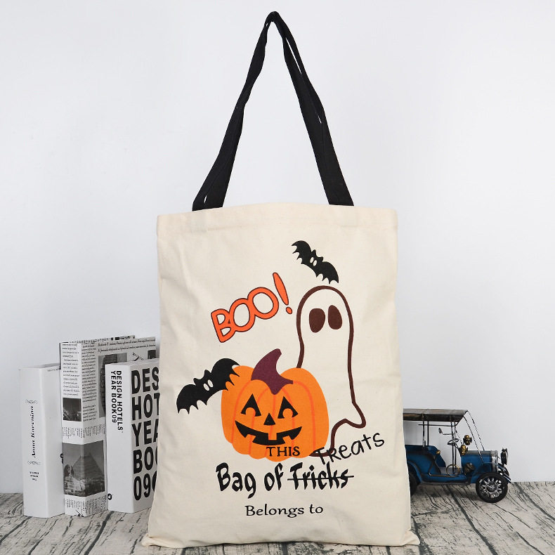 定制halloweenbag万圣节礼品糖果袋节日帆布手提袋派对黑色手提布