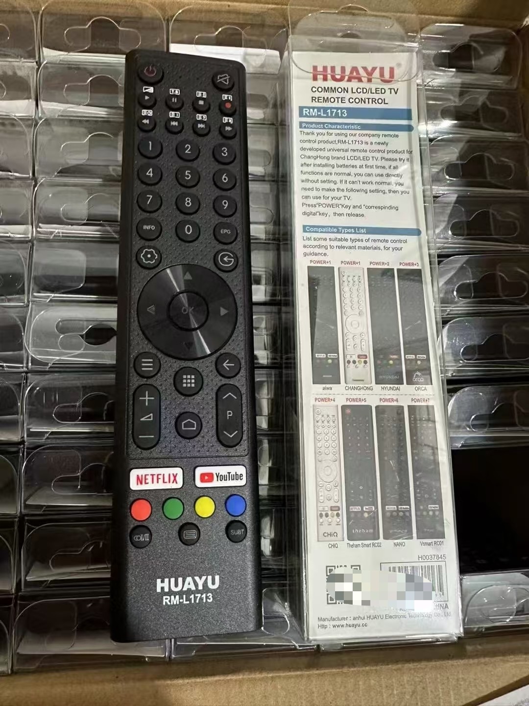HUAYU原装华宇电视机遥控器 RM-L1713 英文外贸出口 无语音