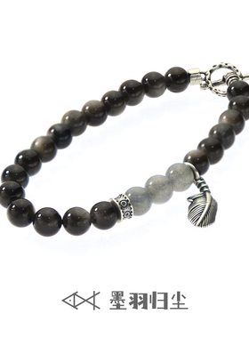 天然银耀石月光石银饰原创手链