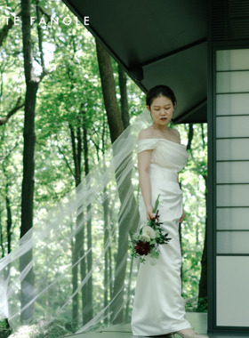 单层婚礼户外简约写真头纱