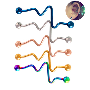 耳杆优质钛钢朋克穿刺耳骨钉长杆双耳洞耳环耳桥工业耳钉欧美饰品