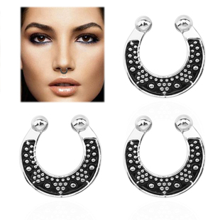 无需穿孔鼻中隔环欧美个性朋克鼻环鼻钉无洞鼻夹抹油设计穿刺饰品