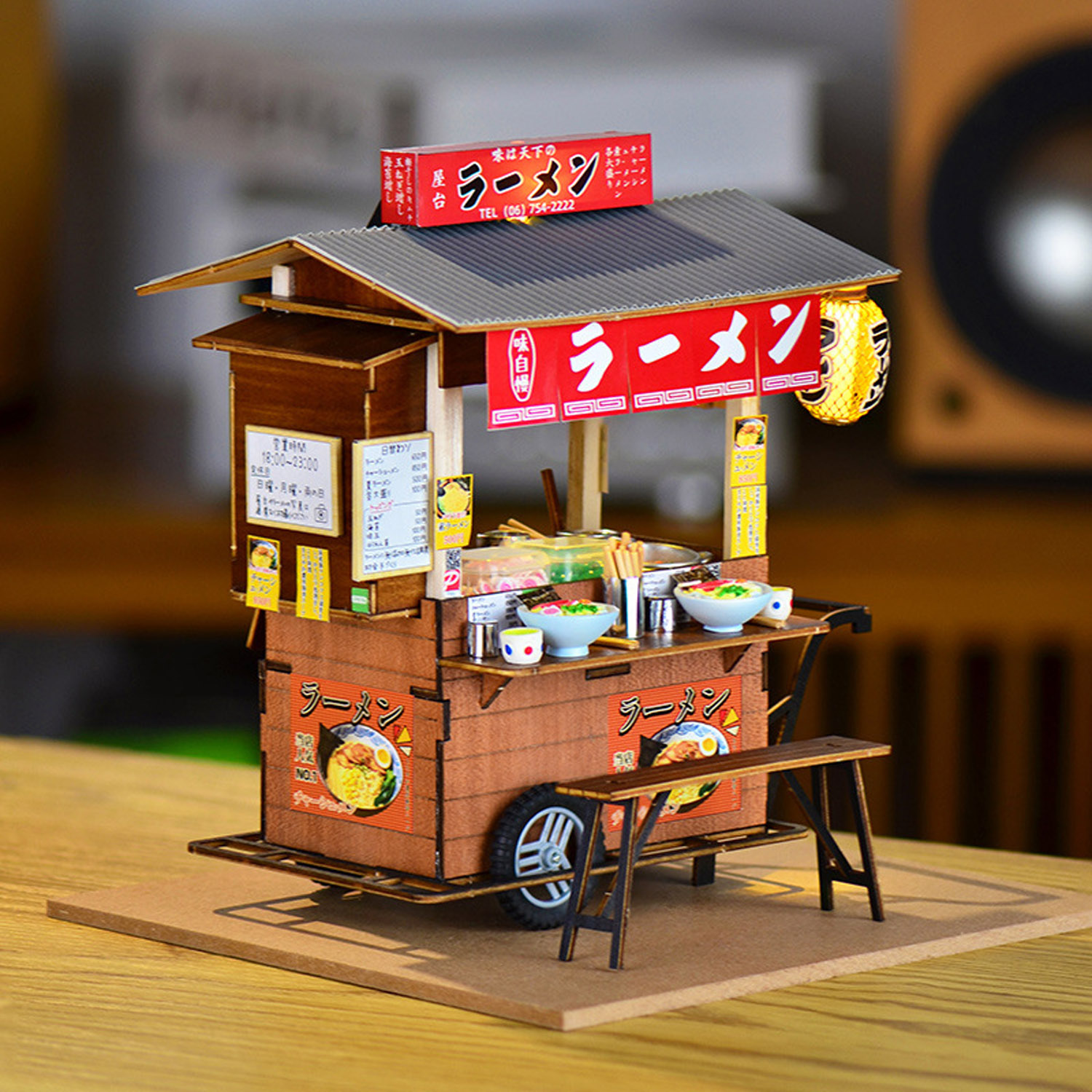 日式拉面屋台拼装模型全套解压