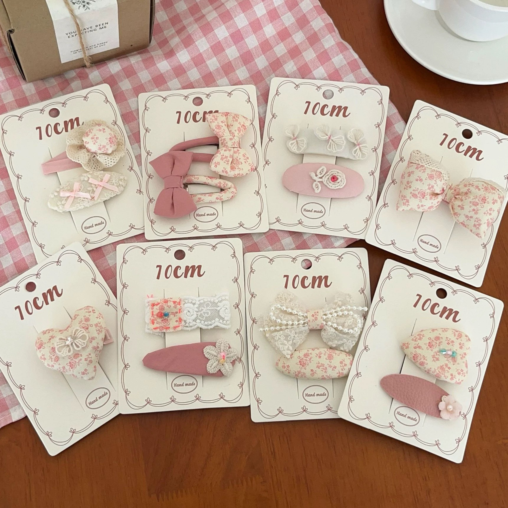 韩系粉色布艺可爱儿童碎花蝴蝶结发夹女童发卡bb夹宝宝刘海碎发夹