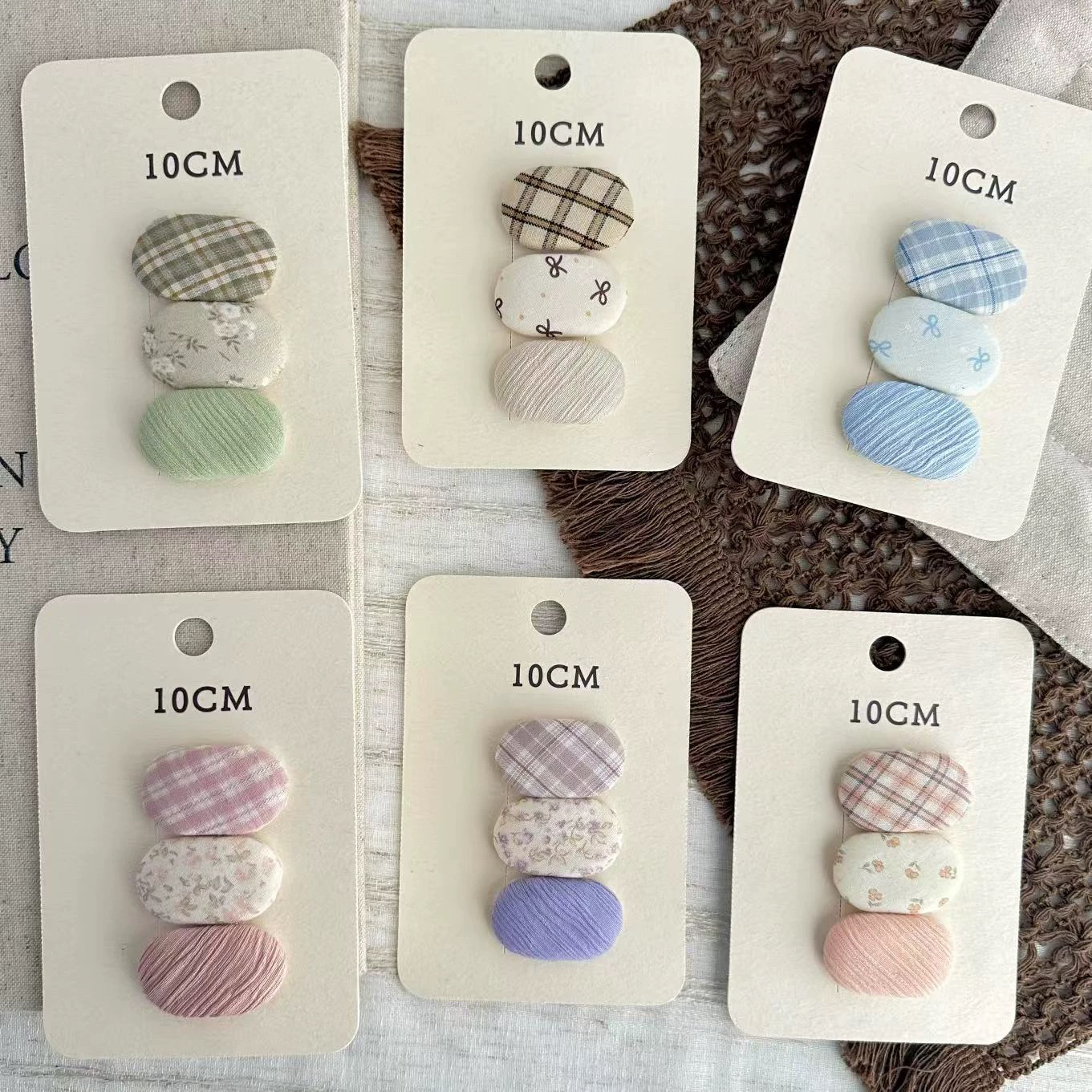 新款椭圆碎花格纹儿童BB夹发卡边夹刘海夹