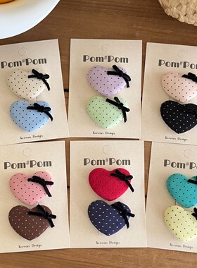 韩版波点蕾丝爱心蝴蝶结发夹女童发卡甜酷儿童发饰侧边碎发夹发饰