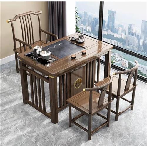 高档木卫阳台茶桌椅组合实木小型客厅茶台家用新中式简约型一体