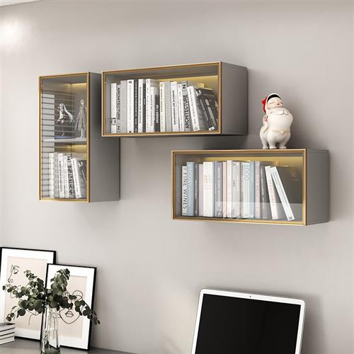 高档欧思林书桌上方吊柜墙壁柜墙上置物架书柜壁挂式玻璃卧室书房