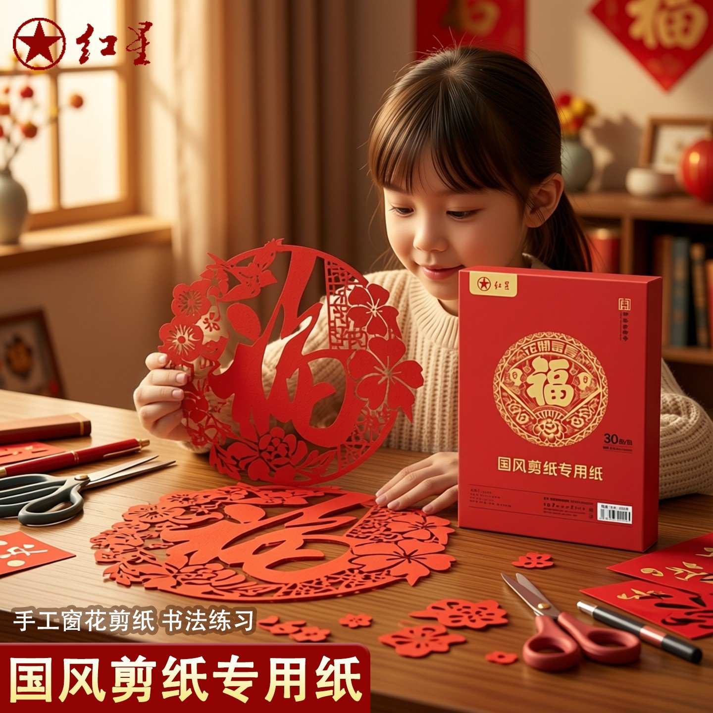 2026马年新款空白剪窗花剪纸儿童幼儿园手工专用纸张小学生简单diy创意红色红纸加厚a3 a4双面大张大号软折纸,文具电教/文化用品/商务用品,折纸/手工纸/衍纸,淘宝优惠券,粉丝福利购,淘宝优惠卷