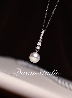 大三手作 星光藤 S925纯银真多麻珍珠天然吊坠锆石镶嵌温柔显锁骨