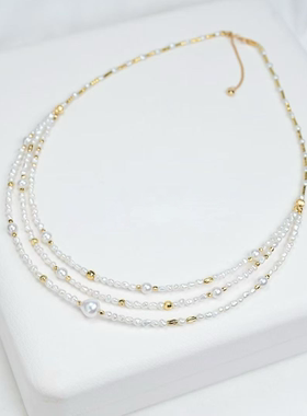 竺玥·盖茨比的舞会 珍珠项链法式浪漫设计感高光多层慵懒锁骨链