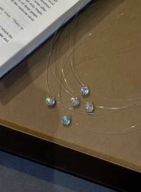 人鱼之泪超闪5A高碳钻吊坠项链女高级感鱼线钻石锁骨颈链爆款百搭