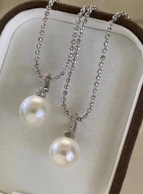 竺玥  正圆高品质大点位爱迪生珍珠项链万能扣微瑕S925吊坠百搭款